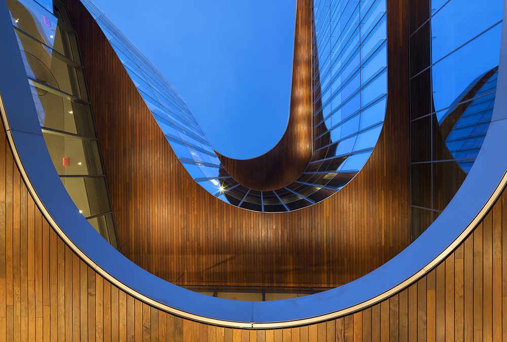 The Global Hub’s undulating facade turns toward Lake Michigan for inspiration